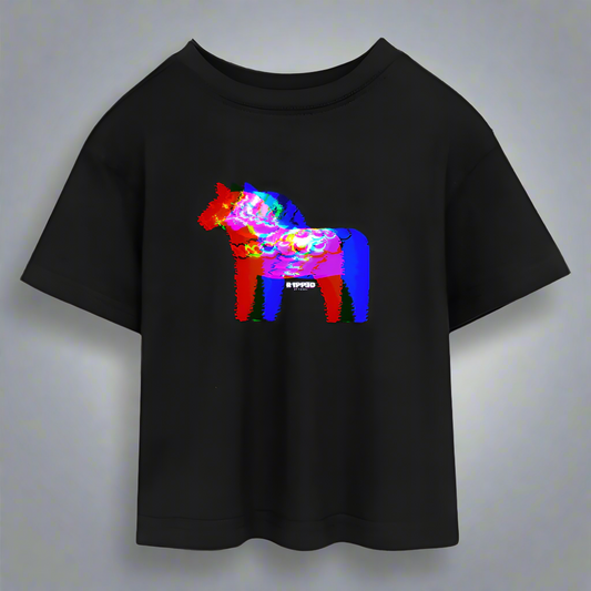 Dalahäst Glitched RGB Crop Top - black
