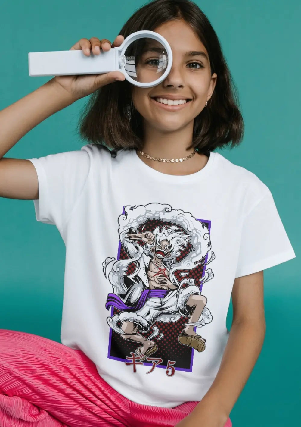 T-Shirt Maglietta Anime Monkey D Luffy Rubber Gear 5 One Piece-4